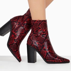 NEVER WORN Red snake booties